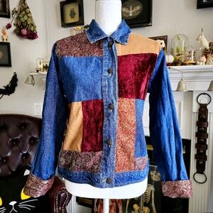 80s patchwork denim jean jacket